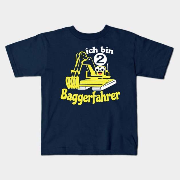 Ich bin 2 Jungen Geburtstag Baggerfahrer Kids T-Shirt by HBfunshirts